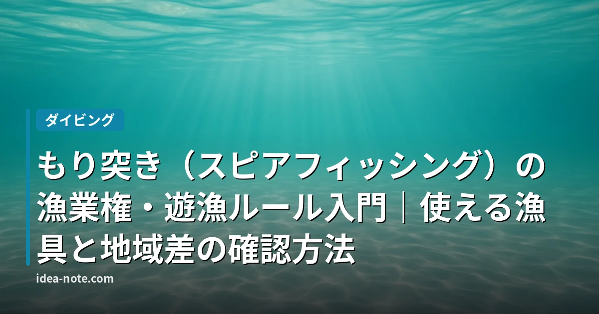 もり突き（スピアフィッシング）の漁業権・遊漁ルール入門｜使える漁具と地域差の確認方法